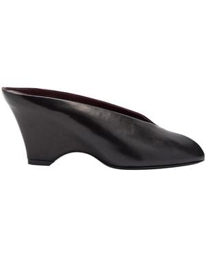 KHAITE Peep-Toe Leather Mules - Black