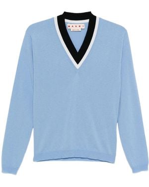 Marni V-Neck Wool Jumper - Blue