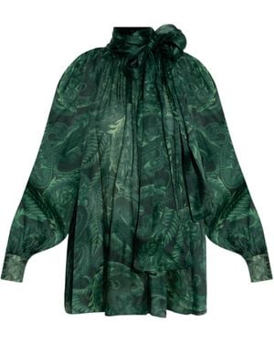 Etro All-Over Patterned Bow Detailed Blouse - Green