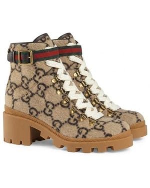 Gucci Gg Wool Ankle Boot - Brown