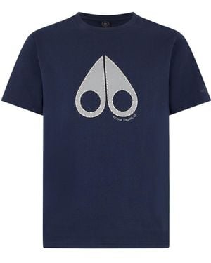 Moose Knuckles Logo Printed Crewneck T-Shirt - Blue