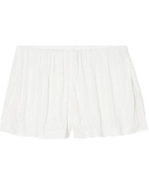 Norma Kamali Boyfriend Elephant Sequined Stretch-Mesh Shorts - White