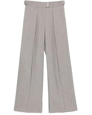 Patrizia Pepe Pinstriped Palazzo Pants - Gray