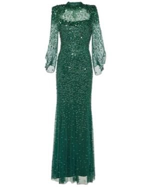 Jenny Packham Embellished Tulle Gown - Green