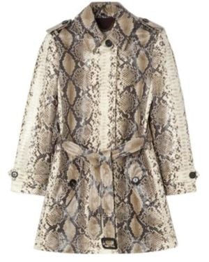 Burberry Belted Printed Short Coat - Brown