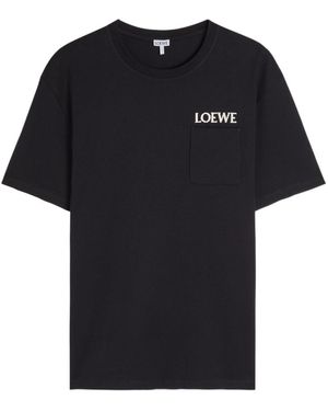 Loewe Logo-Embroidered Stretch-Cotton T-Shirt - Black