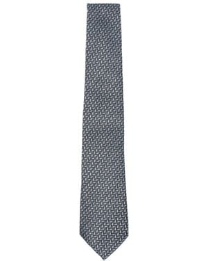 Giorgio Armani Geometric-Patterned Tie - White
