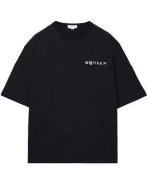 McQueen Logo Printed Oversized T-Shirt - Black