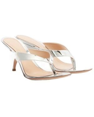 Gianvito Rossi Mirrored Leather Thong Sandals - White