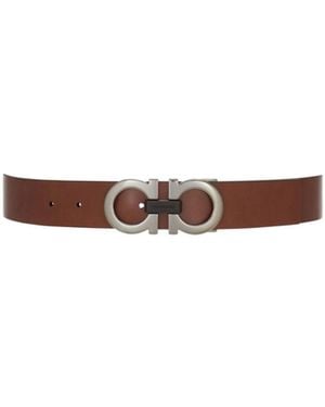 Ferragamo Reversible And Adjustable Gancini Belt - White