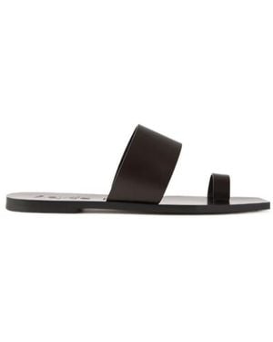 Aeyde Leather Flat Sandals - White
