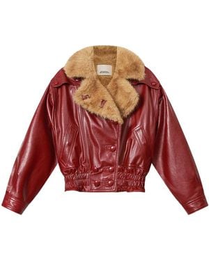 Isabel Marant Valina Leather Coat - Red