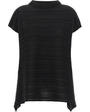 Pleats Please Issey Miyake Paper Bounce Knit Blouse - Black