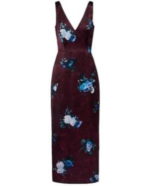 Erdem Floral Duchesse Cocktail Dress - Purple