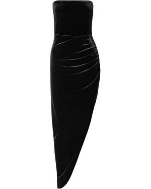 Norma Kamali Strapless Velvet Midi Dress - Black