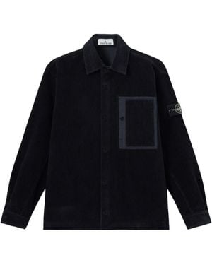 Stone Island Snap-Button Shirt Jacket With Chest Pockets - Blue