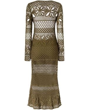 Pinko Ortles Long Openwork Crochet Dress - Natural