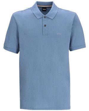 BOSS Boss Pallas Embroidered Straight Hem Polo Shirt - Blue
