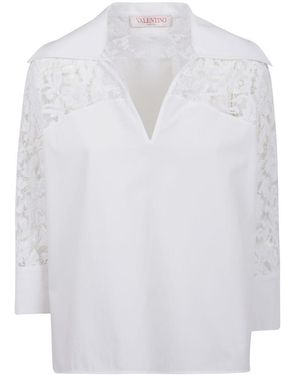 Valentino Floral Lace-Panel Blouse - White