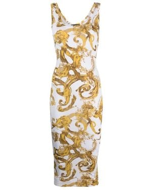 Versace Jeans Couture Couture Barocco Print Sleeveless Midi Dress - Metallic