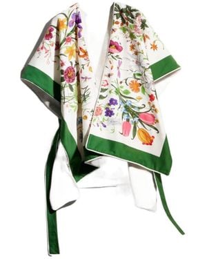 Gucci Printed Cotton Cape Dress - Green