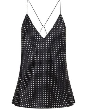 Nili Lotan Polka Dot V-Neck Camisole Mini Dress - Black