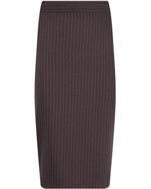 Elisabetta Franchi Striped Button-Detail Skirt - Brown