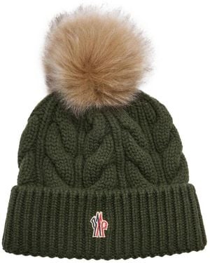 Moncler Twist-Knit Cold-Weather Cap - Green