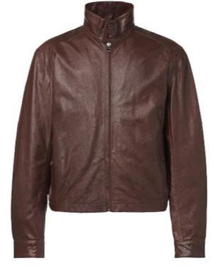 Lemaire Harrington Leather Jacket - Brown