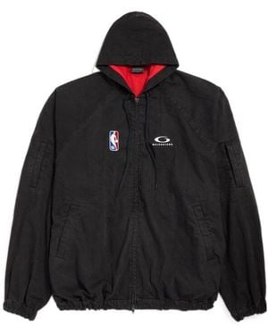 Balenciaga Nba Logo Hooded Jacket - Black