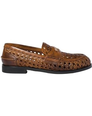 Miu Miu Woven Leather Loafers - Brown