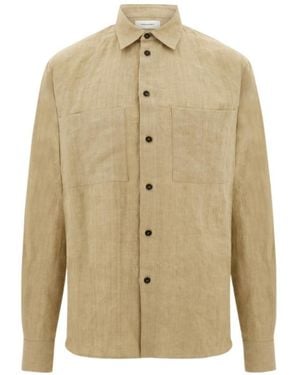 Ferragamo Button-Up Patch-Pocket Shirt - Natural