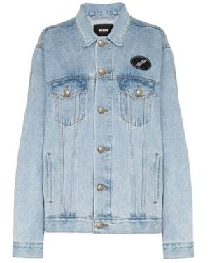 we11done Logo-Patch Denim Jacket - Blue