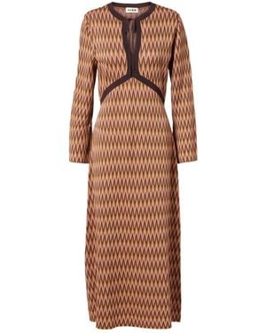 RIXO London Long Sleeve Dress - Brown
