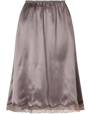 Magda Butrym Lace-Trimmed Midi Skirt - Brown