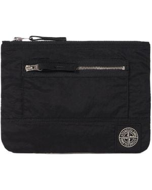 Stone Island Logo-Patch Zip-Fastening Wallet - Black