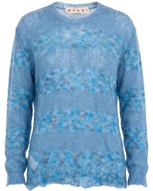 Marni Striped Knitted Sweaters - Blue