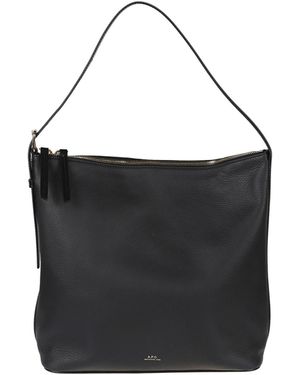 A.P.C. Logo Printed Zipped Shoulder Bag - Black