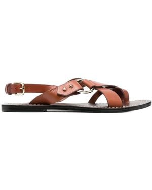 Soeur Round-Headed Flat Sandals - Brown