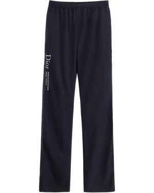 Dior Track Trousers With Montaigne Embroidery - Blue