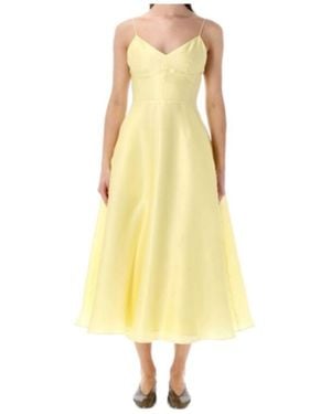 Alberta Ferretti Silk Organza Midi Dress - Yellow