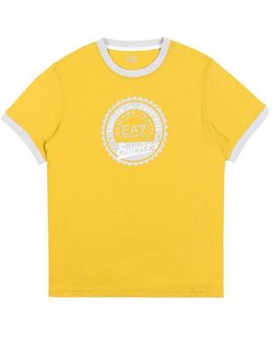 EA7 Logo Printed T-Shirt With Round Neck - Yellow