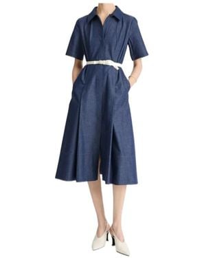 Vince Cotton-Blend Denim Shirt Dress - Blue