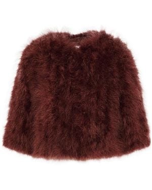 Yves Salomon Feather-Embellished Jacket - Red
