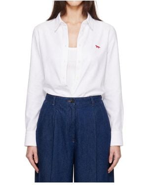 Maison Kitsuné Logo-Patch Cotton Shirt - White