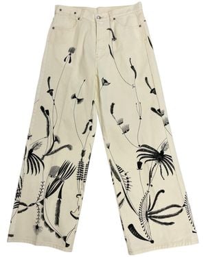 Dries Van Noten Denim Trousers With Belt Loops - Natural