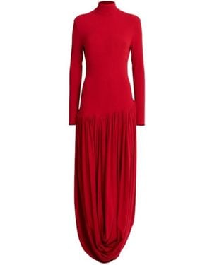 Magda Butrym Turtleneck Long Sleeve Viscose Dress - Red