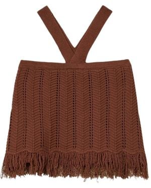 Twinset Fringed Knitted Top - Brown
