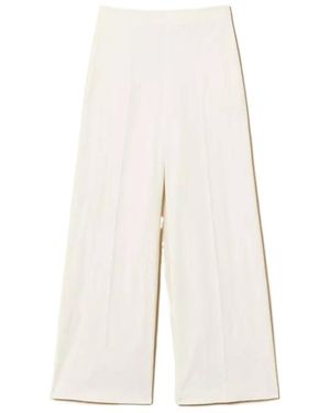 Twinset Embroidered Palazzo Trousers - White