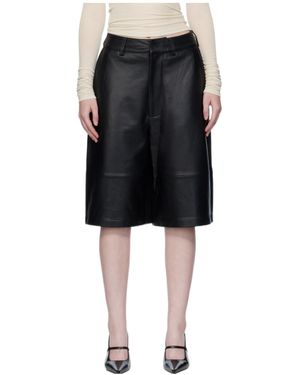 Frankie Shop Olivia Leather Bermuda Shorts - Black